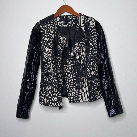STYLESTALKER Animal Print Faux Leather Jacket Womens Size Small - Picture 9 of 14